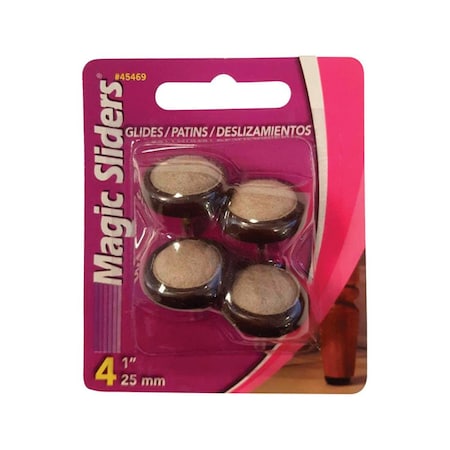 Magic Sliders 1 x 1 in. Beige & Black Carpet Based Slide Glides, 24PK MA6850